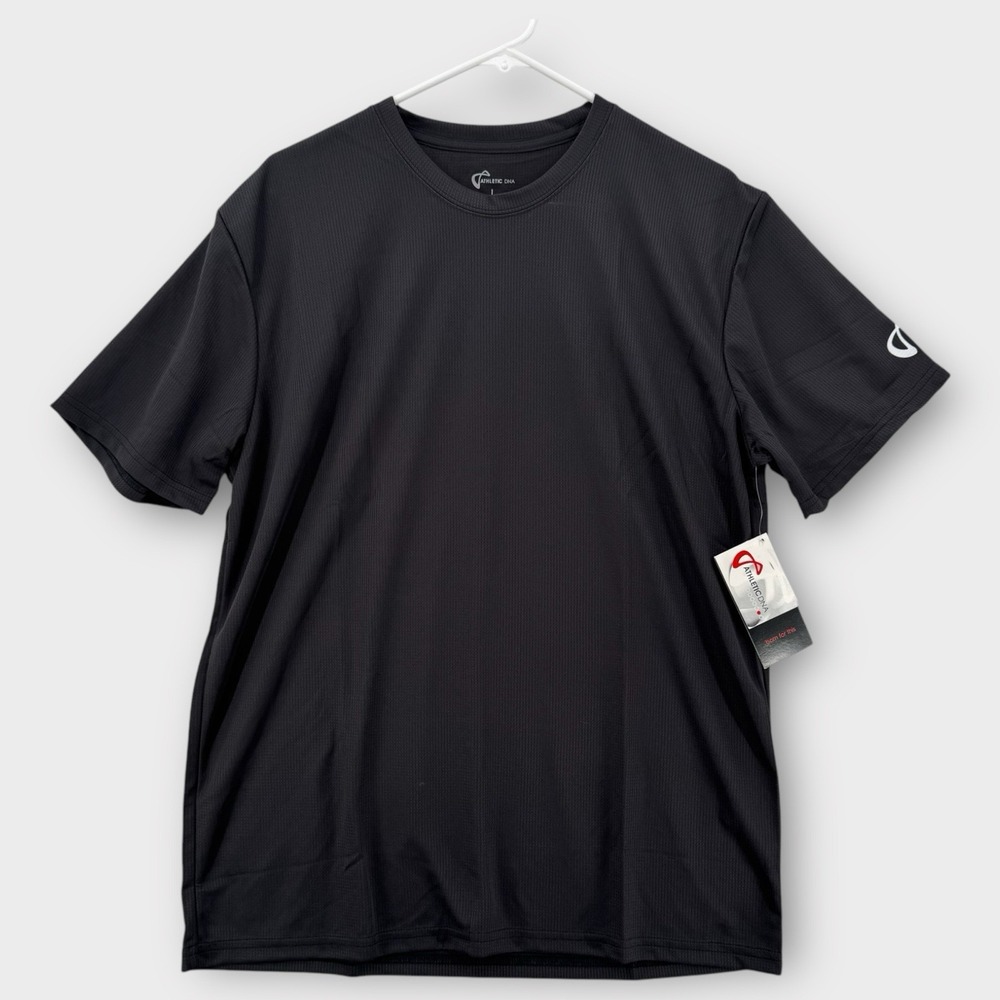 Athletic DNA T-Shirt Mens Large Black Stretch Gym Training Tee Lightweight‎ NWT